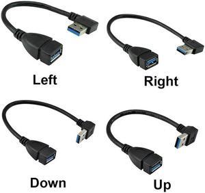 USB 3.0 Cable Extension Male to Female Cable 90 Angle Up & Down & Right & Left Cord