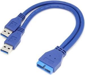 Dual 2 Port USB 3.0 Type A Male to 20 Pin Motherboard Header Male Cable Cord Adapter USB Extension cable