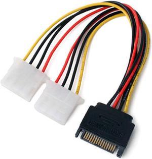 15 Pin SATA Male to 2 Female 4 Pin Molex Female IDE HDD Power Hard Drive Cable