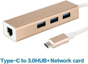 3 Ports USB 3.0 Hub USB 3.1 Type-C Male To 10/100/1000Mbps Gigabit Ethernet LAN Network Card RJ45 Adapter For Macbook