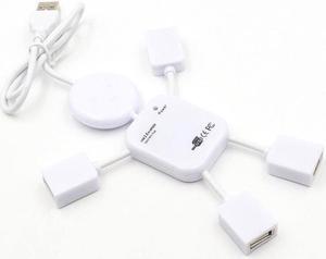 4 Port USB 2.0 High Speed Hub for PC Laptop Doll Man Design White