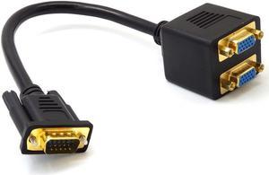 Universal 1 VGA Male to 2 VGA Female VGA Monitor Y Splitter Cable 30CM