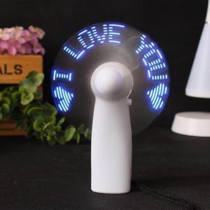 Unique Handheld USB Flash LED Love Pattern Mini Fan Super Mute Battery Operated Cooling Desktop Mini Fan for Travel Office Use