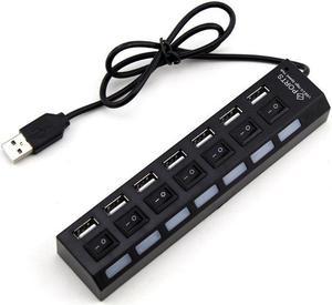 7 Ports USB 2.0 hub LED USB2.0 High Speed 480 Mbps Adapter USB Hub With Power on off Switch For PC Laptop Computer