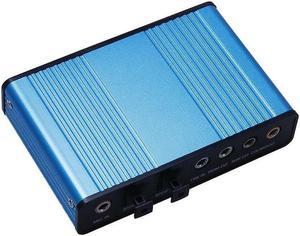 Blue 6 Channel External Sound Card 5.1 Surround Sound USB 2.0 External Optical Audio Sound Card Adapter for PC Laptop