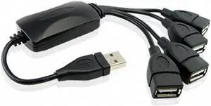 Black 4 Port USB 2.0 480Mbps Mini High Speed Cable Hub Hubs for Notebook Laptop PC