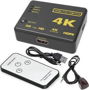 4K HDMI Switcher with Remote Controller HDMI Hub Repeater IR Extender Receiver 3 in To 1 out switcher for HDTV HD-DVD