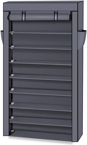 10 Tier Shoe Tower Rack Dustproof Cover Closet Cabinet Storage Holder