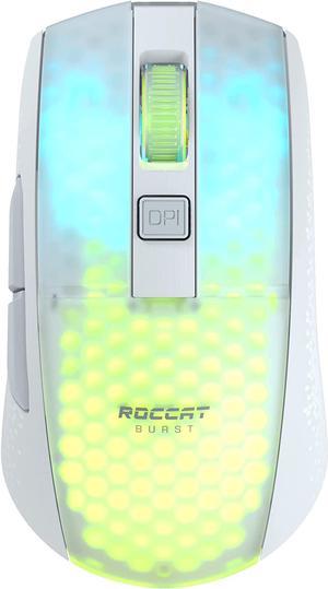 ROCCAT Burst Pro Air Lightweight Symmetrical Optical Wireless RGB Gaming Mouse with 19K DPI Optical Owl-Eye Sensor, Optical Switches, ROCCAT Titan Wheel, 81-Gram Weight  White