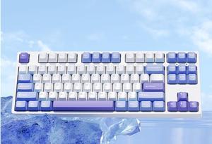 iKBC C200 USB Wired Mechanical Gaming Keyboard Cherry MX Brown switch 87 keys PBT keycaps, Ergonomic Design-White&Purple(sea-salt milk)