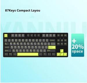 iKBC C200 USB Wired Mechanical Gaming Keyboard Cherry MX Red Switch 87 keys PBT keycaps, Ergonomic Design- Black / Green