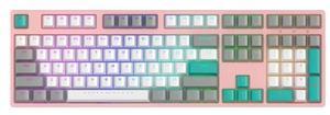 iKBC F210 USB Wired Mechanical Gaming Keyboard RGB Backlit Cherry MX Red switch 108 keys Full Size, PBT keycaps, Ergonomic Design-White&Pink