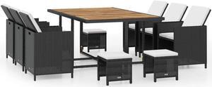 vidaXL Patio Furniture Set Outdoor Table and Chair 11 Piece Acacia Wood Black