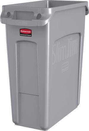 RUBBERMAID COMMERCIAL 1971258 16 gal Rectangular Trash Can, Gray, 11 in Dia,