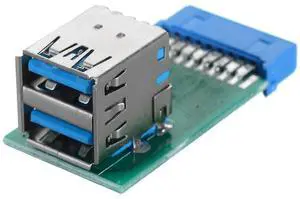 CY U3-280 Vertical USB 3.0 A to Motherboard 20Pin Adapter - Green+Blue/CY U3-280 Vertical Dual USB 3.0 A Type Female to Motherboard 20 Pin Box Header Slot Adapter
