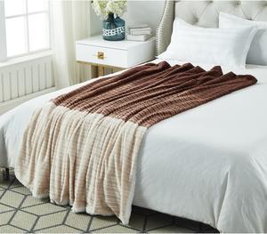 Cozy Time Akua Brown Flannel Reversible Jacquard Throw - Super Soft | Cozy | Solid Color 60"x 70"