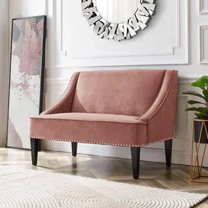 Inspired Home Reyna Bench - Upholstered | Swoop Arm, Blush Velvet