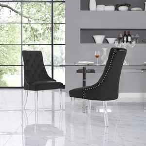 Inspired Home Natalie Dining Chair - Acrylic Leg | Armless, Black Velvet
