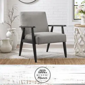 Rustic Manor Kalea Armchair - Upholstered | Square Arms, Grey/Black Linen