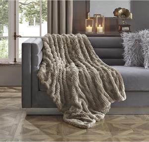 Inspired Home Presleigh Knit Throw - Extra Soft, Silk Touch | Honeycomb Texture, Brown Acrylic