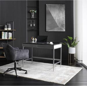 Loft Lyfe Thor Writing Desk - 2 Storage Drawers | Storage Compartments with Hinged Lid, Black/Grey