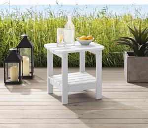 Inspired Home Kalena Outdoor Side Table - Weather Resistant, Easy Maintenance | Fade-Proof, White