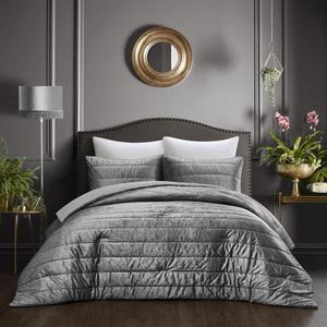 Grace Living Ariannah 2pc Twin/Twin XL Comforter Set - 1 Pillow Sham, 1 Comforter | Crushed Velvet, Grey Velvet