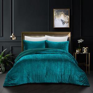 Grace Living Cerenity 3pc Full/Queen Comforter Set - 2 Pillow Shams, 1 Comforter | Crinkle Velvet, Green Velvet