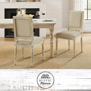 Rustic Manor Malikai Dining Chair (Set of 2) - Upholstered | Armless, Beige Linen