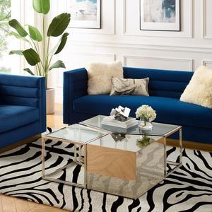 Inspired Home Mehki Coffee Table - 3 Pieces | Metal Open Frame, Chrome