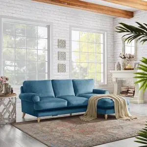 Rustic Manor Harlie Chaise Sofa - Upholstered | Sinuous Spring, Teal/Velvet