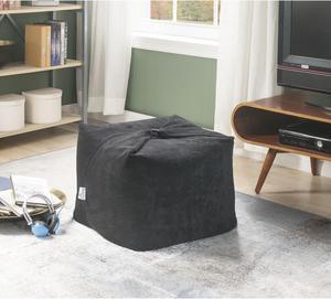 Loungie Black Magic Pouf Beanbag - Microplush Fabric | 3-in-1 Convertible Ottoman + Chair + Floor Pillow