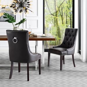 Costway Set of 4 Fabric Dining Chairs w/Nailhead Trim Light Grey