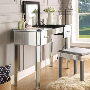 Hailey Mirrored Makeup Vanity Table - 2 Drawers | Flip Top | Modern & Contemporary