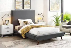 Loft Lyfe Liam Linen Platform Bed Twin Size, Grey