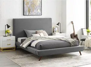 Loft Lyfe Liam Linen Platform Bed Full Size, Grey