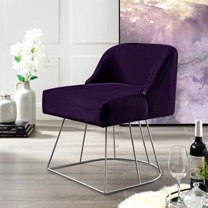Inspired Home Samik Velvet Vanity Stool, Purple