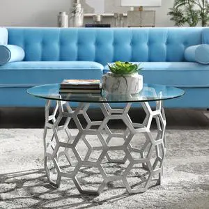 Inspired Home Kiran  Coffee Table, Silver