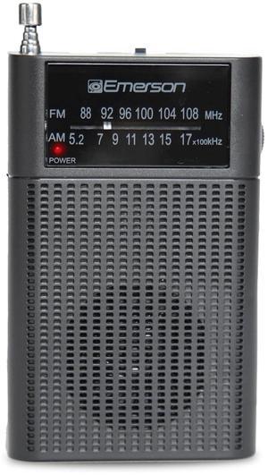 Emerson Portable AMFM Radio with Built-In Speaker and Easy Removable Belt Clip