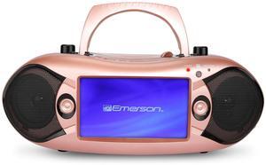 Emerson 7" Bluetooth DVD Boombox w AMFM Radio, Stereo Speakers & Multi-Media Pink