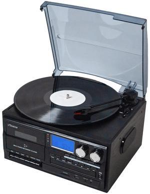 Victor Cosmopolitan 8-in-1 Turntable Music Center with Bluetooth, USB & Cassette