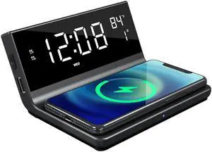 Supersonic Dual Alarm Clock with 2-in-1 Wireless Charger