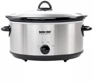Better Chef 6-Quart Oval Stainless Steel Slow Cooker with Removable Stoneware Crock