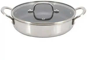 Better Chef 10-Inch 3-Ply Stainless Steel Nonstick Deep Fry Pan with Lid