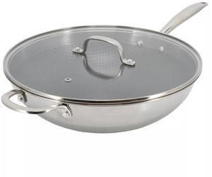 Better Chef 12.5-Inch 3-Ply Stainless Steel Nonstick Wok with Lid