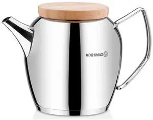 Korkmaz Montana Stainless Steel 2.3L Teapot with Wooden Lid