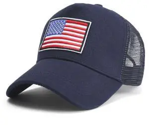 JupiterGear American Flag Trucker Hat with Adjustable Strap Blue
