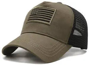 JupiterGear American Flag Trucker Hat with Adjustable Strap Green