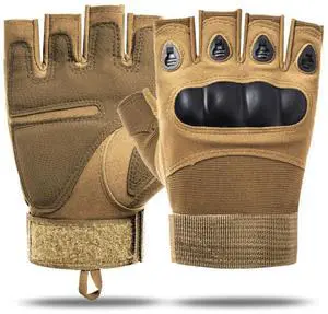 JupiterGear Fingerless Airsoft Gloves for Outdoor Sports, Paintball, and Motorcycling X-Large Tan