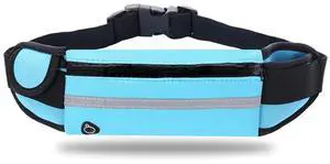 JupiterGear Sports Running Belt and Travel Fanny Pack for Jogging, Cycling and Outdoors with Water Resistant Pockets Sky Blue